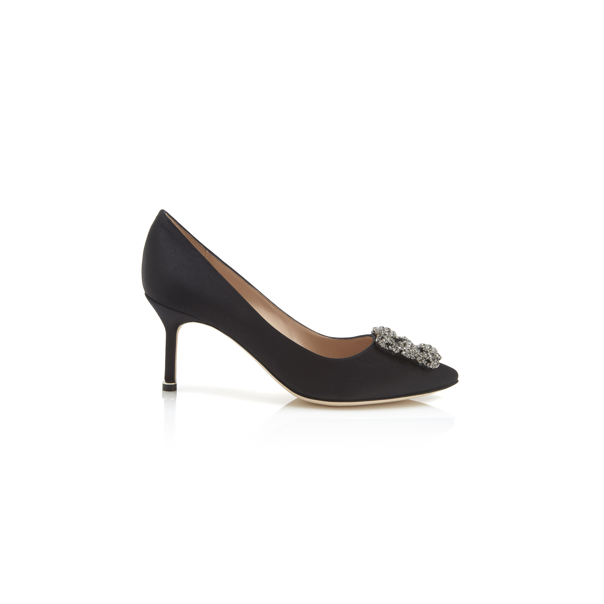 man010 B1ahn*k hangisi 70 black satin jewel buckle pumps 9xx-0662-0042